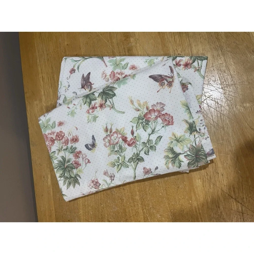 Vtg JC Penny Floral Drape Curtain (2) Panels Wildflower‎ Butterfly 40x64